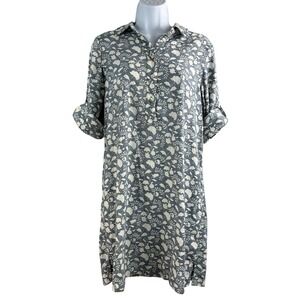 Faherty Penelope Dress Womens‎ Size XS Blue White Floral Print Casual Boho Linen